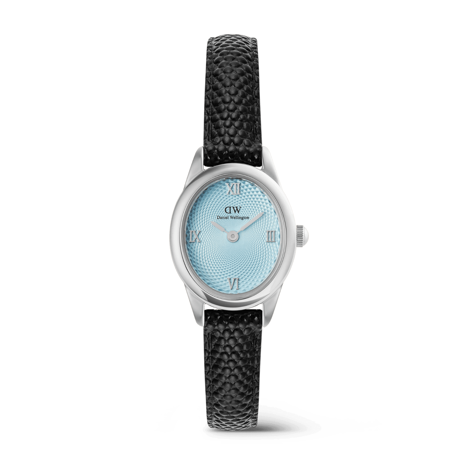 DANIEL WELLINGTON Ophelia Mini Black Lizard Ice Blue Guilloché Silver DW00600896 Kadın KOL SAATİ 1