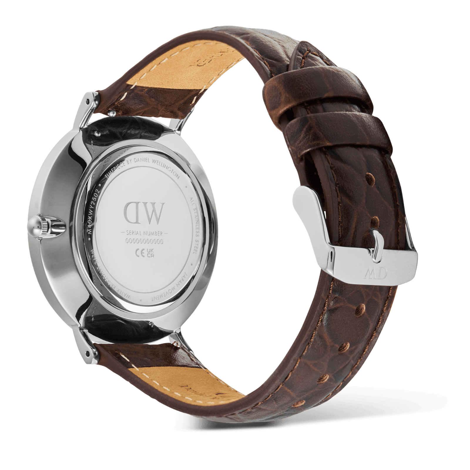 DANIEL WELLINGTON Classic Roman Numerals Date Dark Brown Croc Belly Silver DW00600911 Erkek KOL SAATİ 5