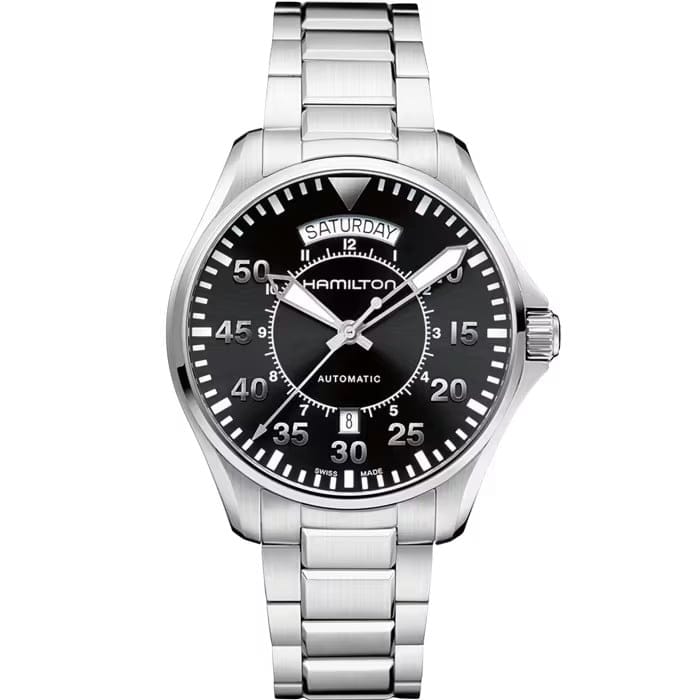 HAMILTON H64615135 KHAKI AVIATION PILOT DAY DATE AUTO KOL SAATI