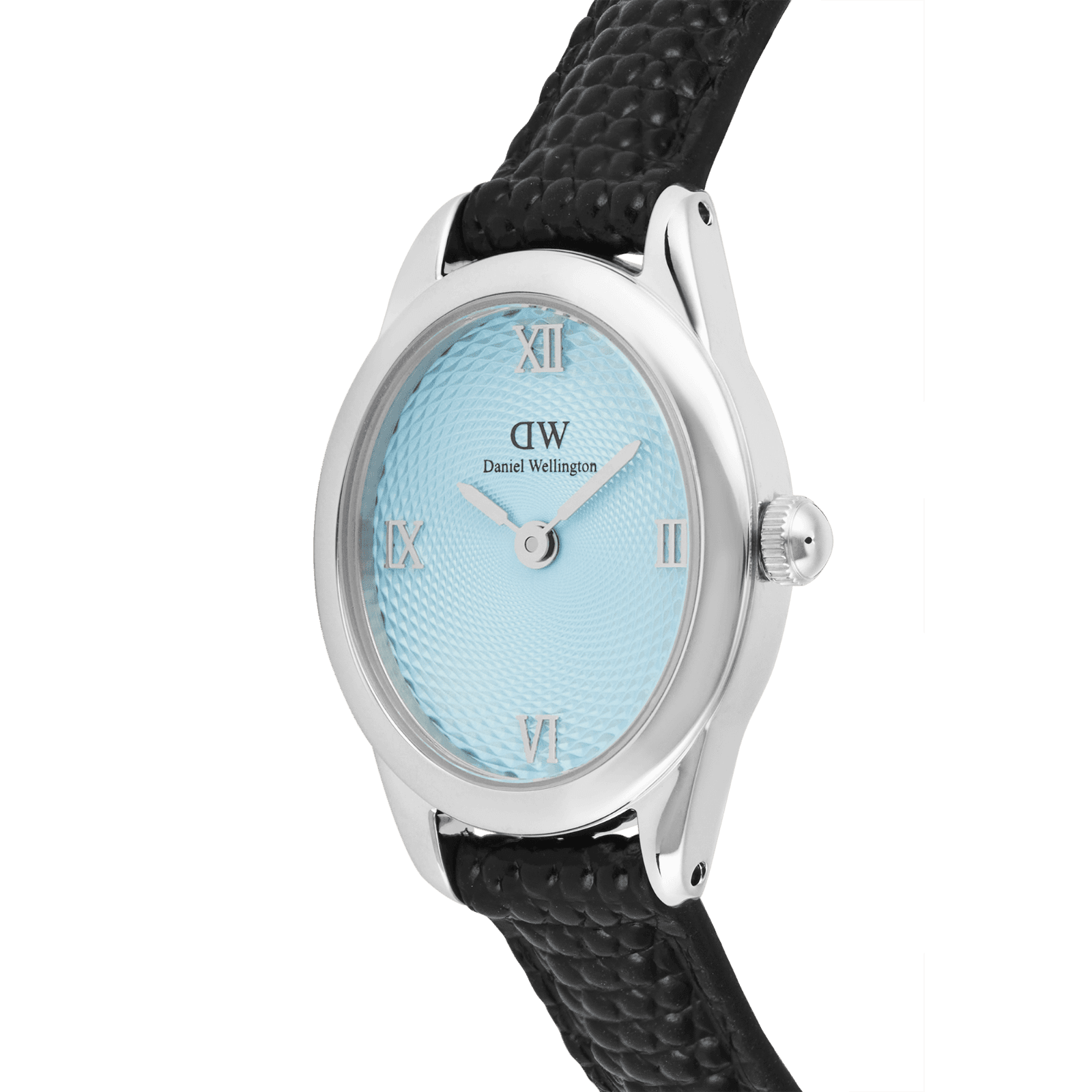 DANIEL WELLINGTON Ophelia Mini Black Lizard Ice Blue Guilloché Silver DW00600896 Kadın KOL SAATİ 2