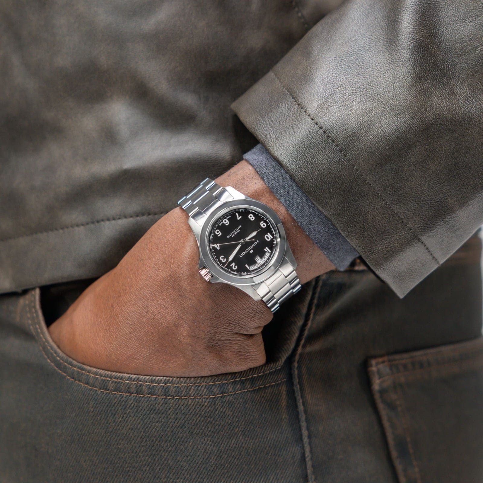HAMILTON H64475131 KHAKI FIELD KING DAY-DATE 40MM KOL SAATI 8