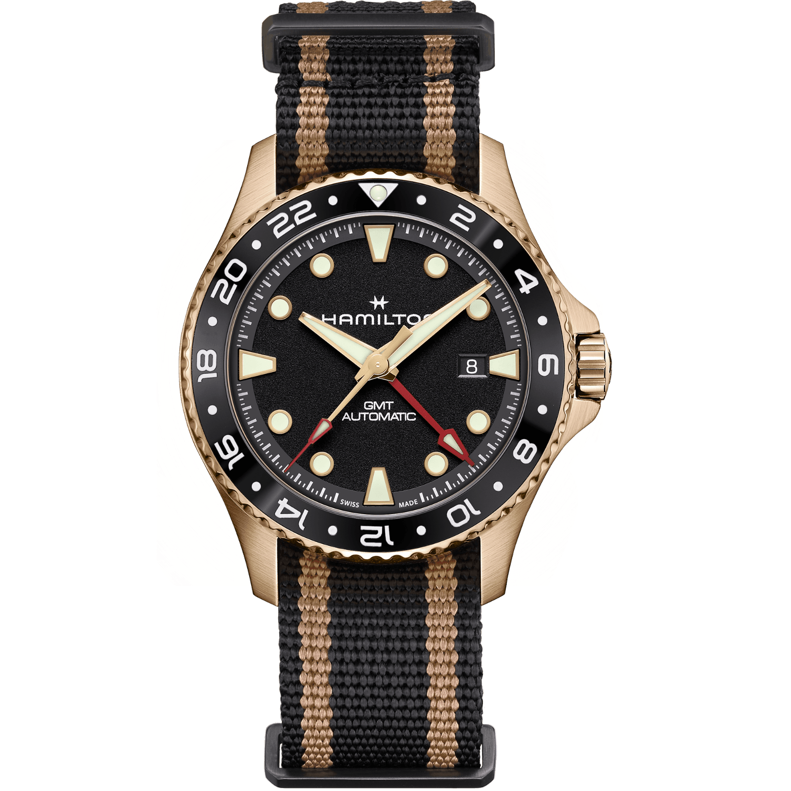 HAMILTON H82565930 KHAKI NAVY SCUBA AUTOMATIC GMT 43MM BRONZE KOL SAATI