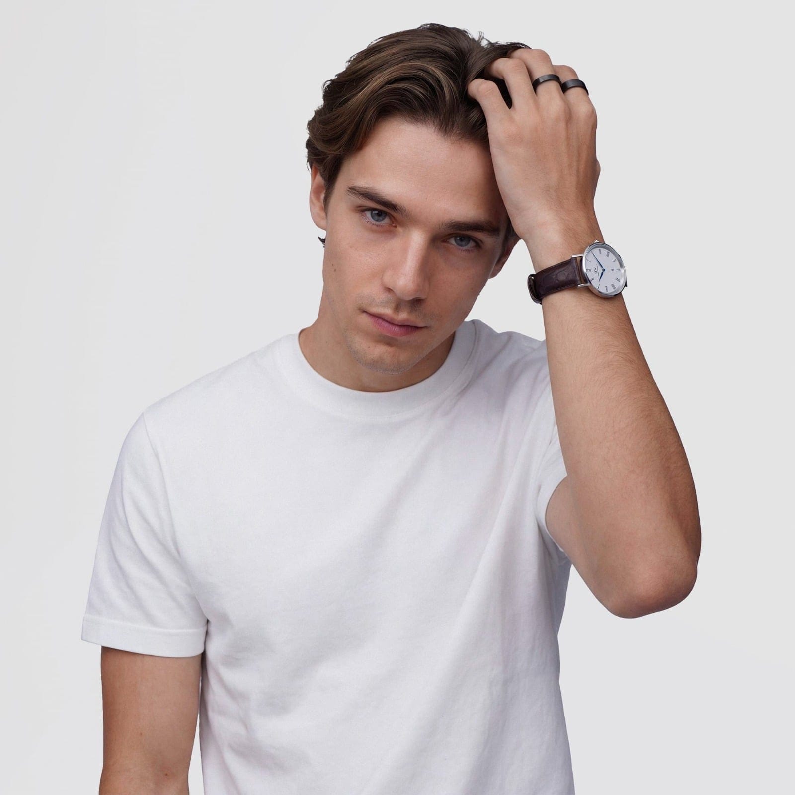 DANIEL WELLINGTON Classic Roman Numerals Date Dark Brown Croc Belly Silver DW00600911 Erkek KOL SAATİ 2