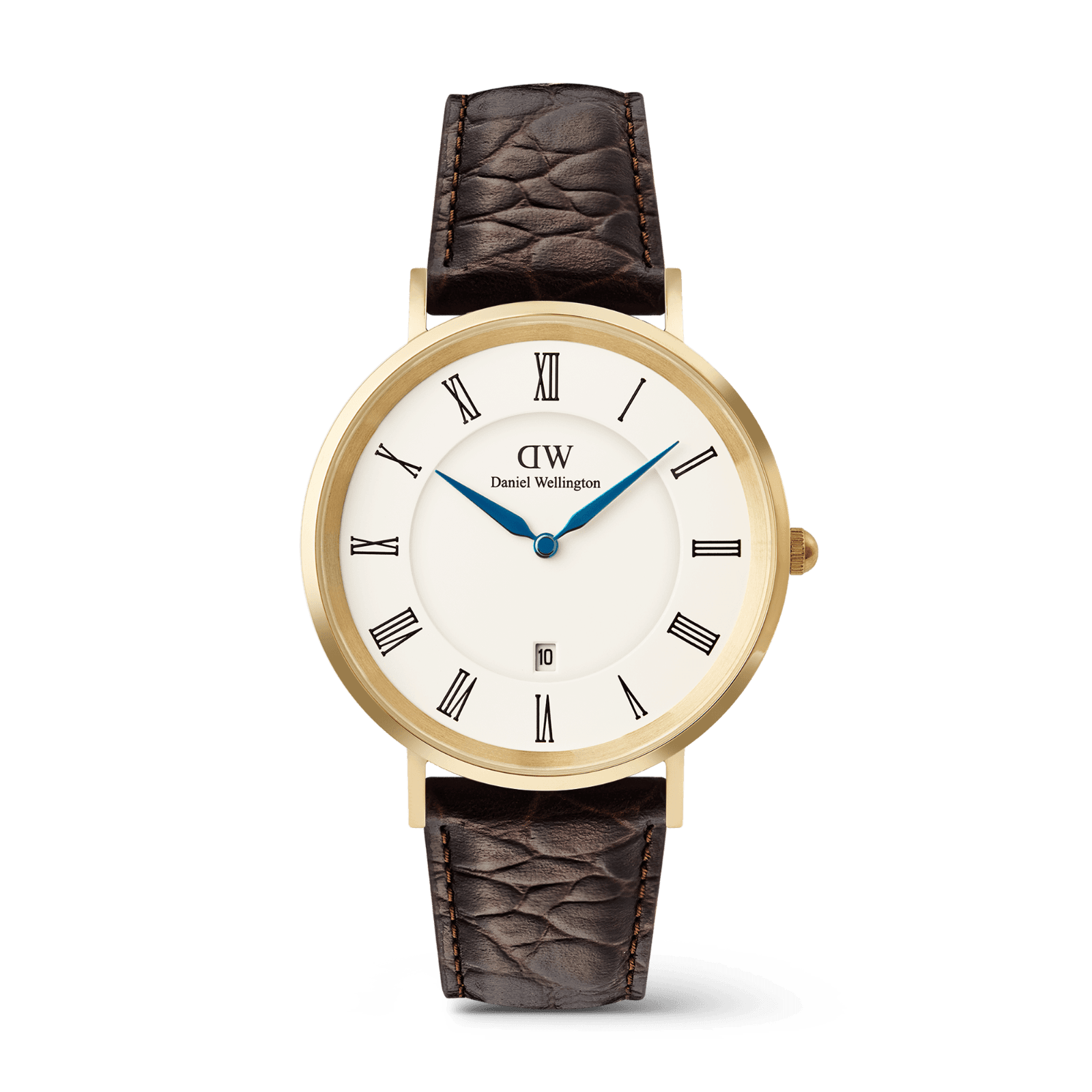 DANIEL WELLINGTON Classic Roman Numerals Date Dark Brown Croc Belly Gold DW00600912 Erkek KOL SAATİ 1