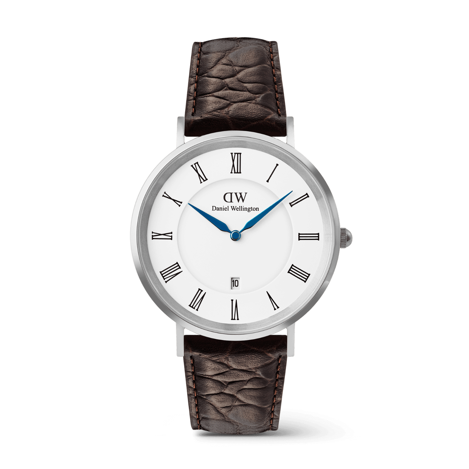 DANIEL WELLINGTON Classic Roman Numerals Date Dark Brown Croc Belly Silver DW00600911 Erkek KOL SAATİ 1