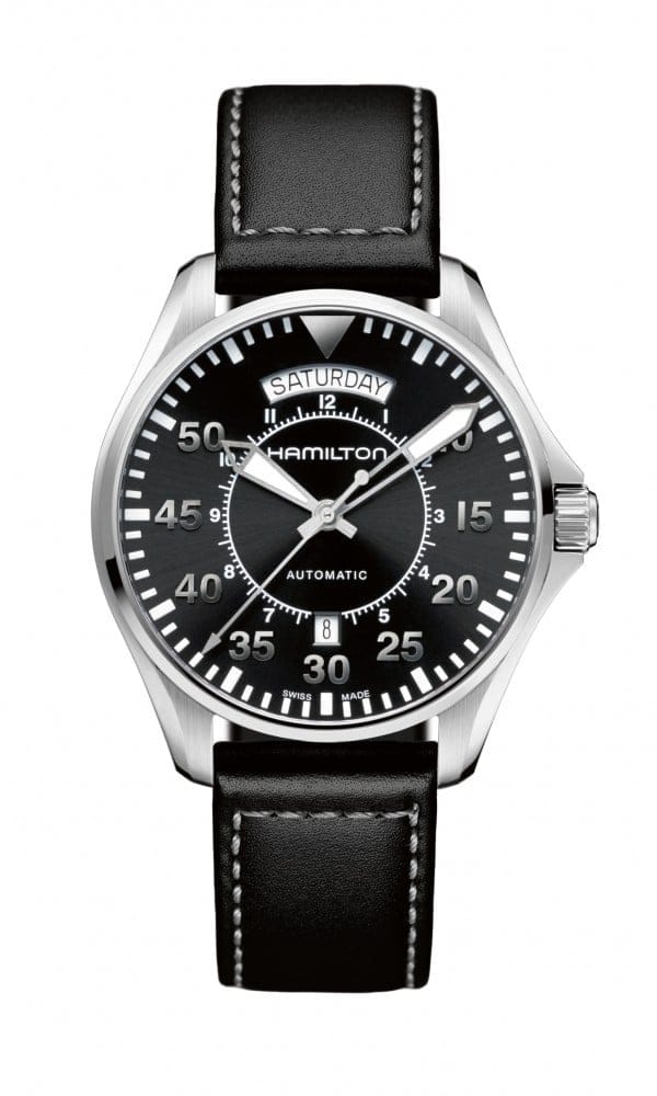 HAMILTON H64615735 KHAKI AVIATION PILOT DAY DATE AUTO KOL SAATI