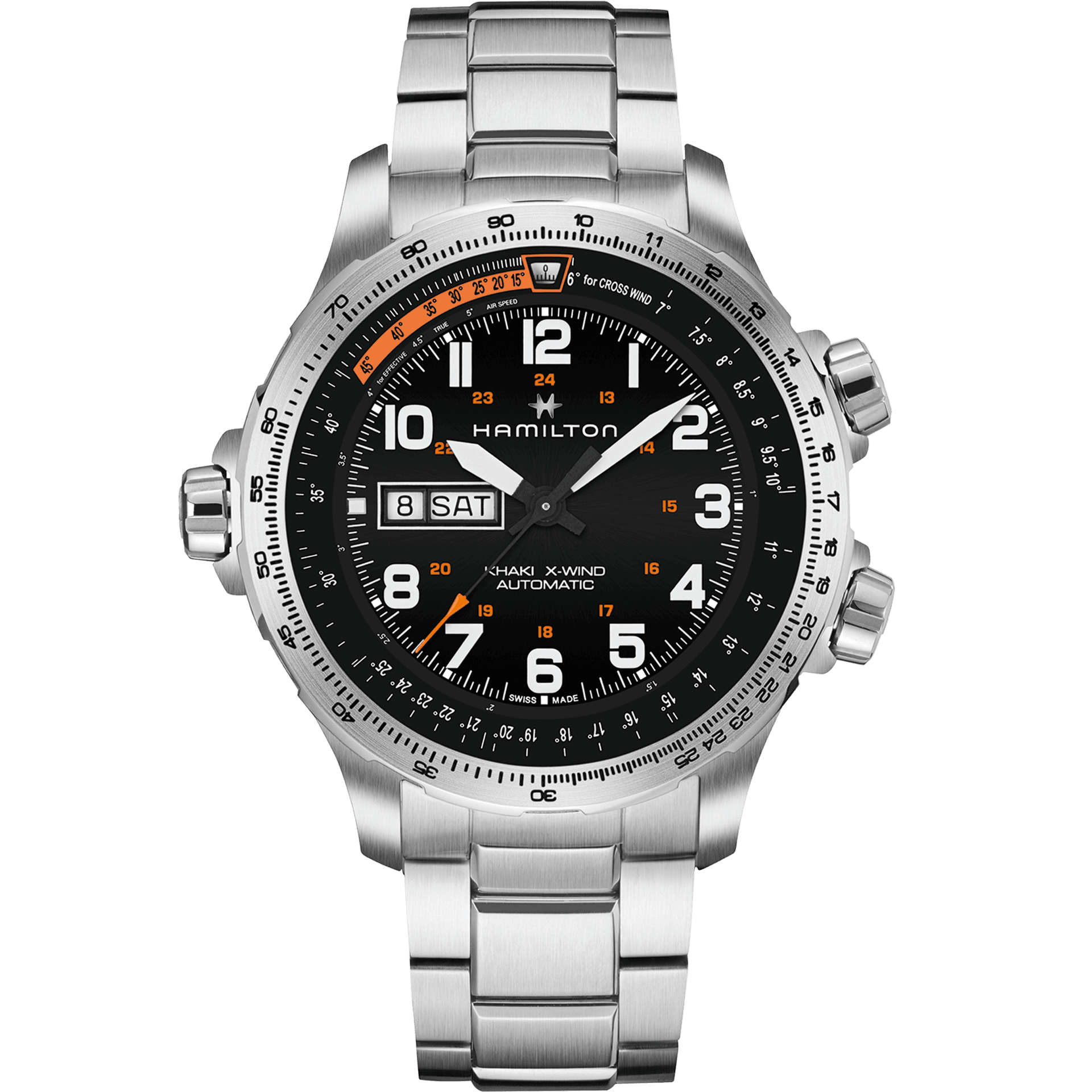 HAMILTON H77755133 KHAKI AVIATION X-WIND DAY DATE AUTO KOL SAATI