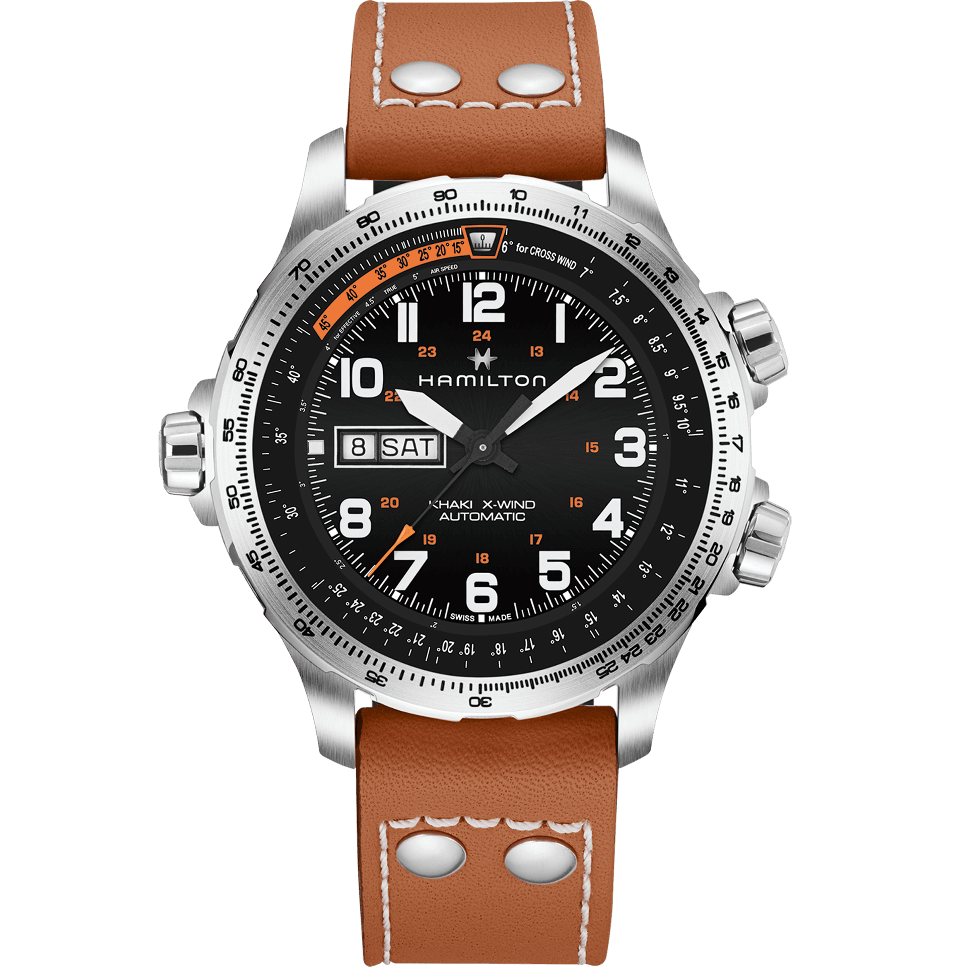 HAMILTON H77755533 KHAKI AVIATION X-WIND DAY DATE AUTO KOL SAATI
