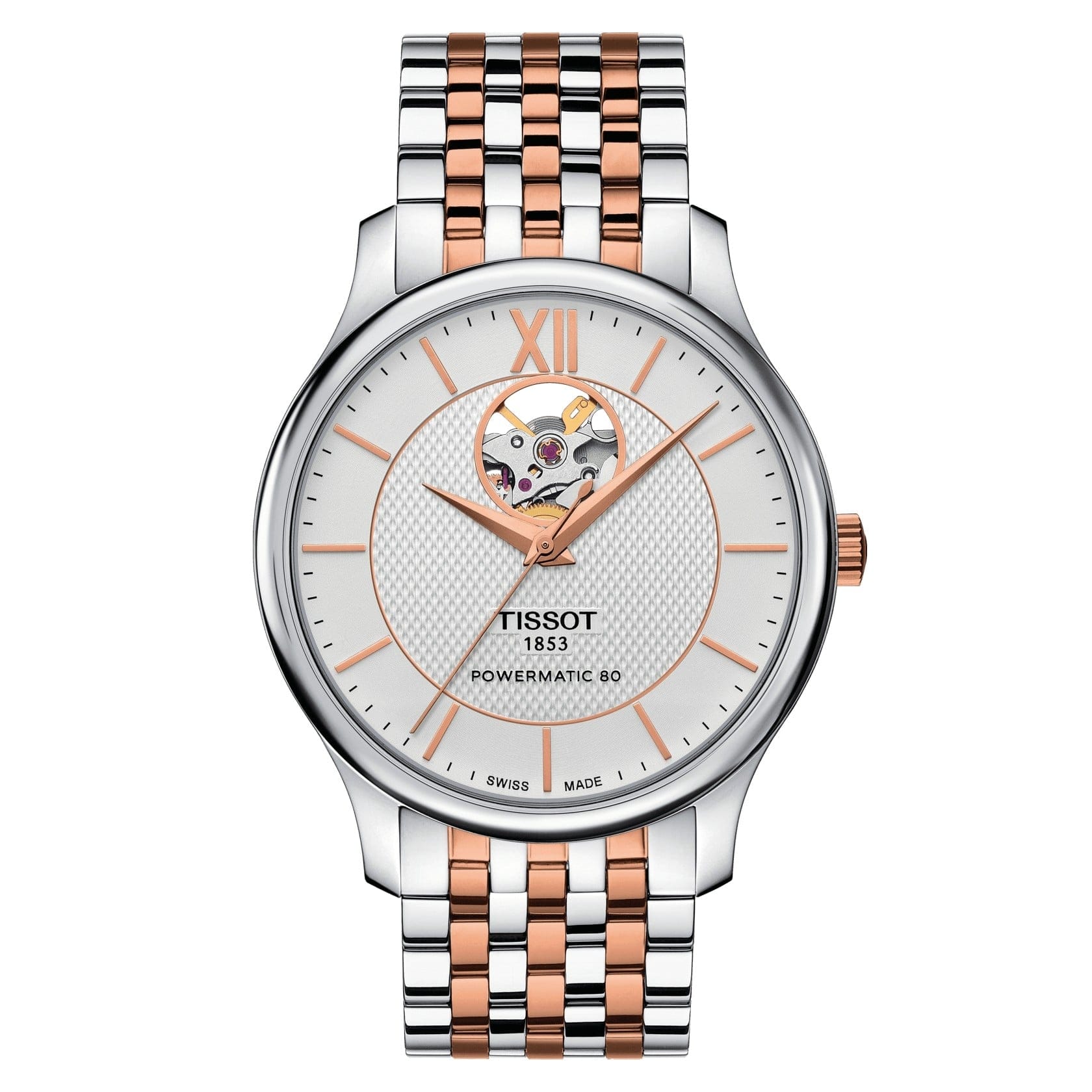 TISSOT T0639072203801 - T063.907.22.038.01 Tradition Powermatic 80 Open Heart UNISEX KOL SAATİ