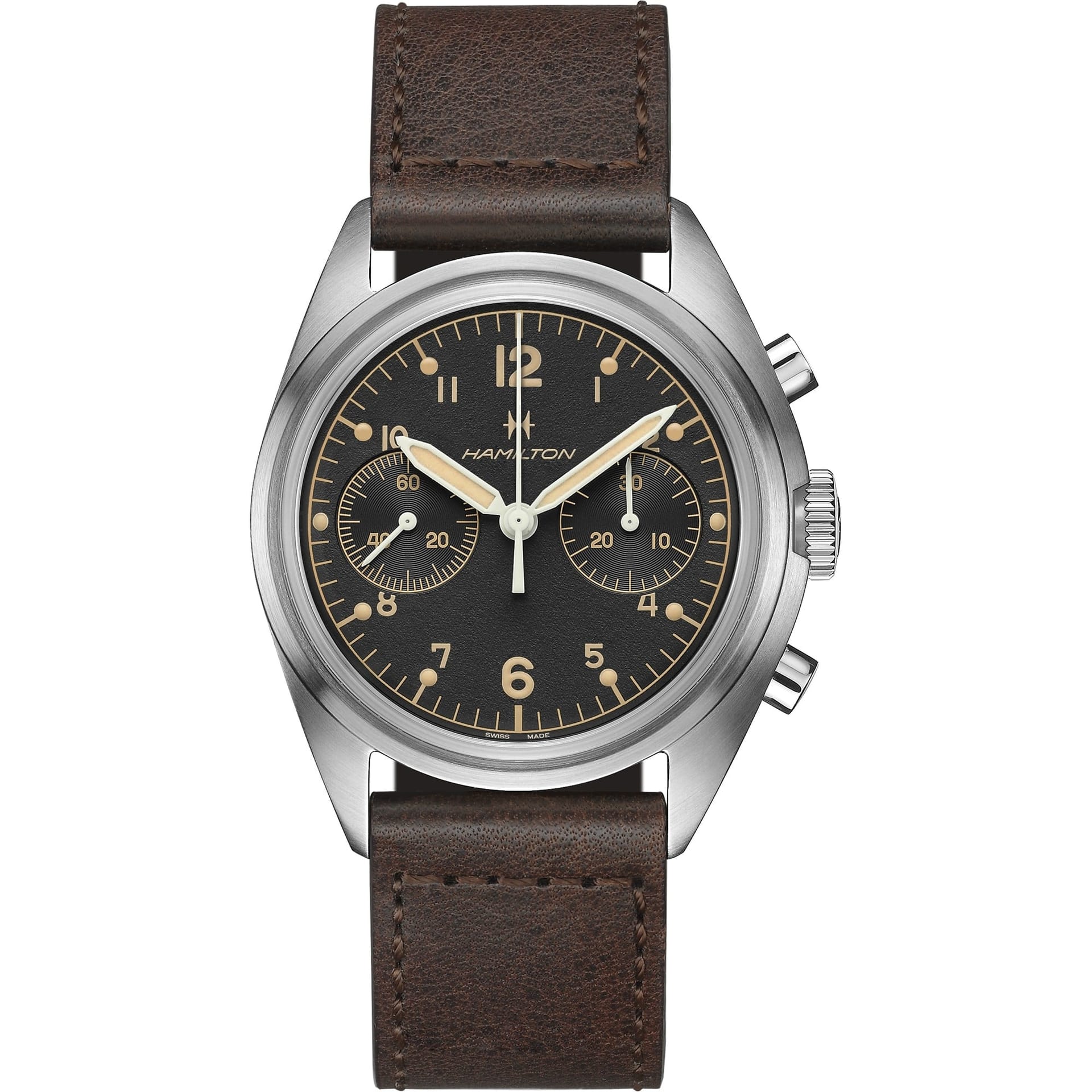 HAMILTON H76409530 KHAKI AVIATION PILOT PIONEER MECHANICAL CHRONO KOL SAATI