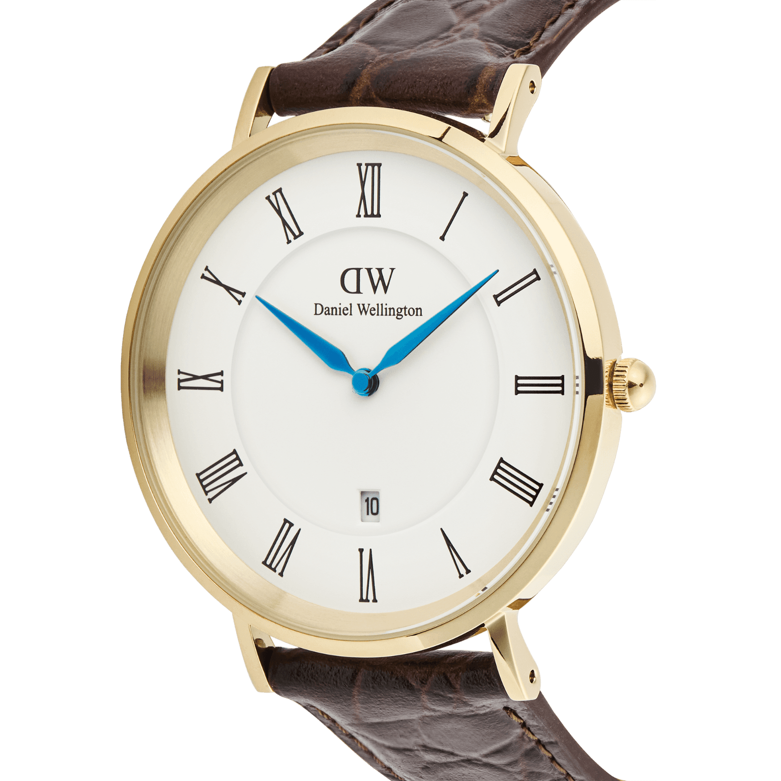DANIEL WELLINGTON Classic Roman Numerals Date Dark Brown Croc Belly Gold DW00600912 Erkek KOL SAATİ 3