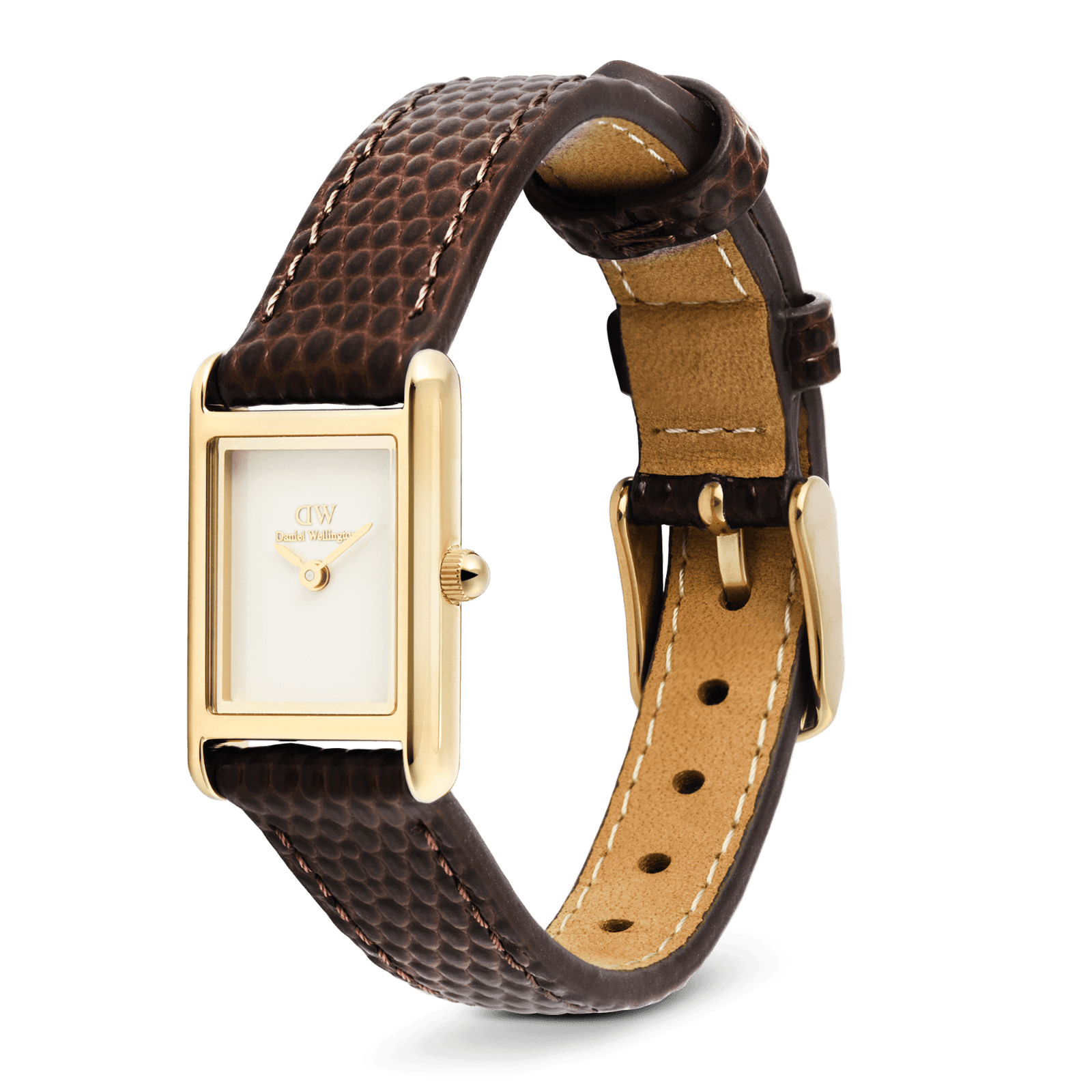 DANIEL WELLINGTON Bound Mini Dark Brown Lizard Gold DW00600904 Kadın KOL SAATİ 4