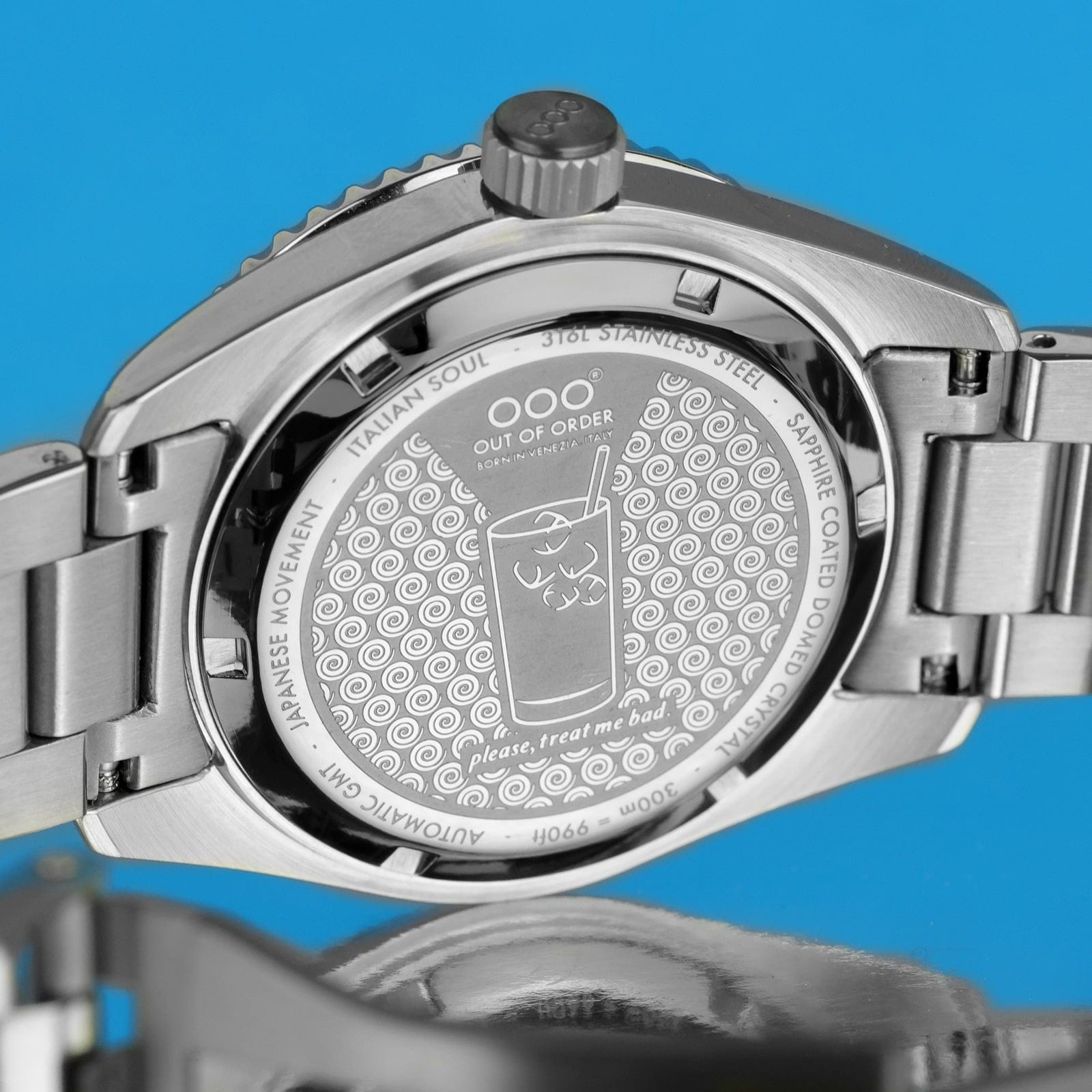 OUT OF ORDER OOO.001-25.BB.BAND.SS BOMBA BLU AUTOMATIC GMT - ULTRA BRUSHED Erkek KOL SAATİ 7