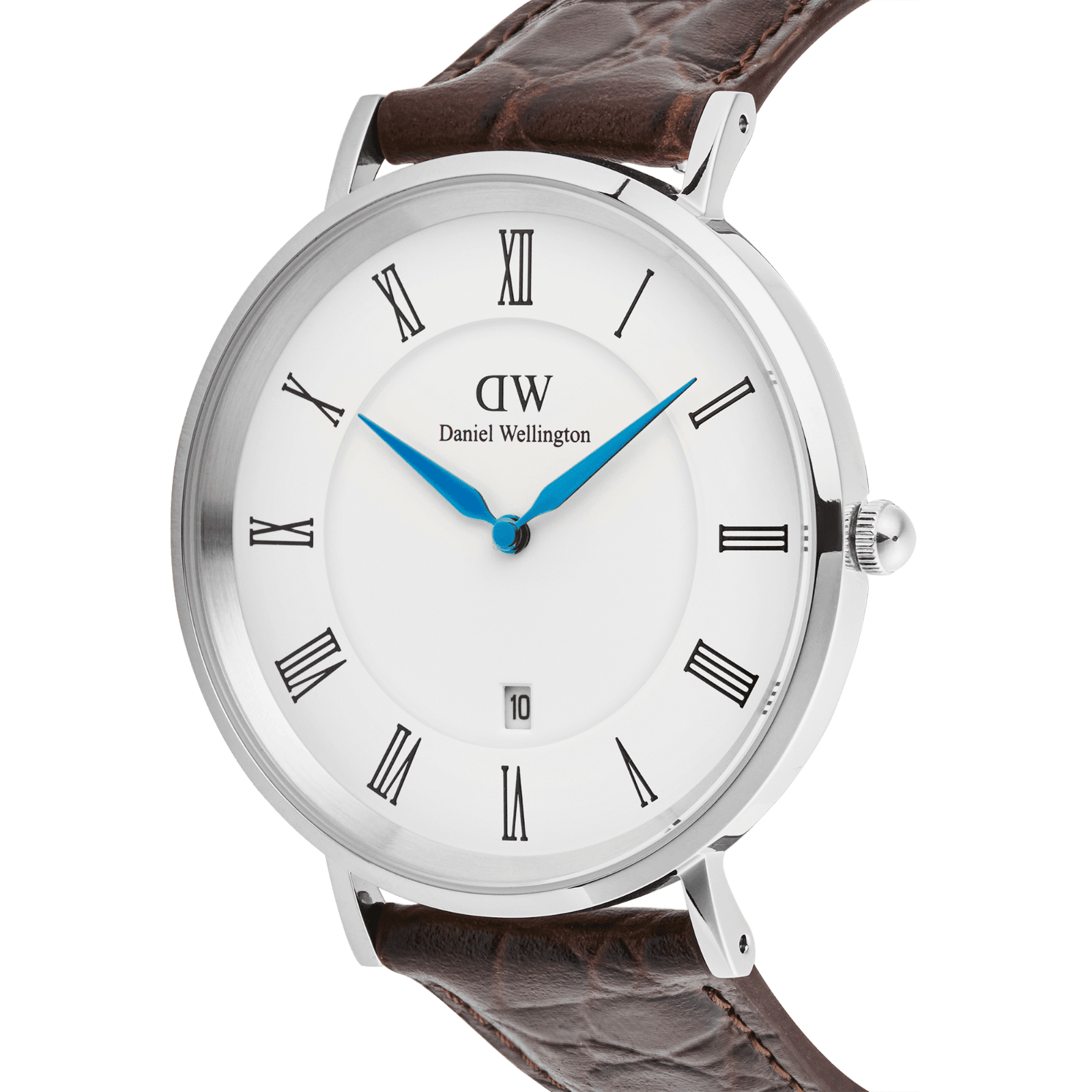 DANIEL WELLINGTON Classic Roman Numerals Date Dark Brown Croc Belly Silver DW00600911 Erkek KOL SAATİ 3