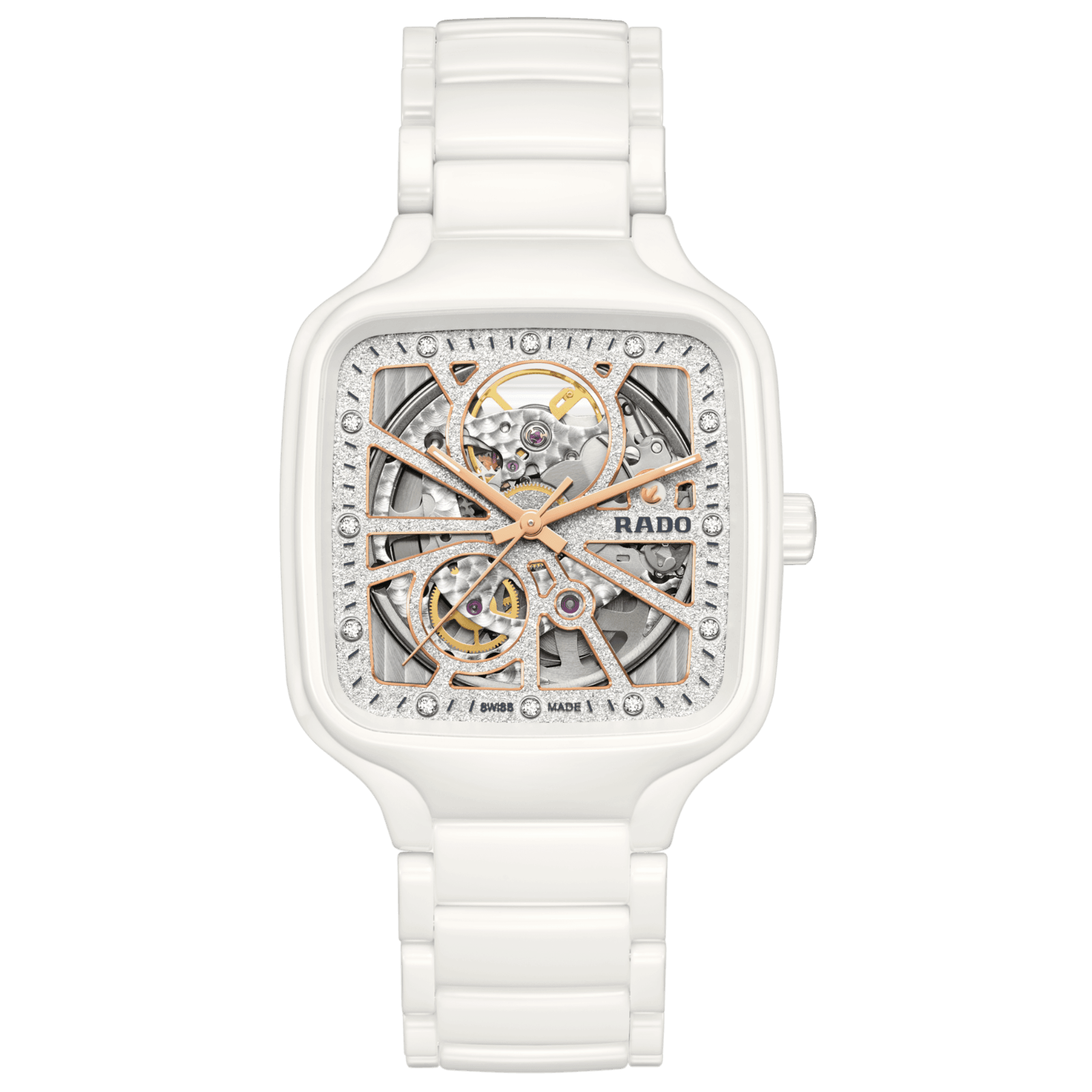 RADO R27073722 TRUE SQUARE AUTOMATIC OPEN HEART SPARKLING UNISEX KOL SAATİ