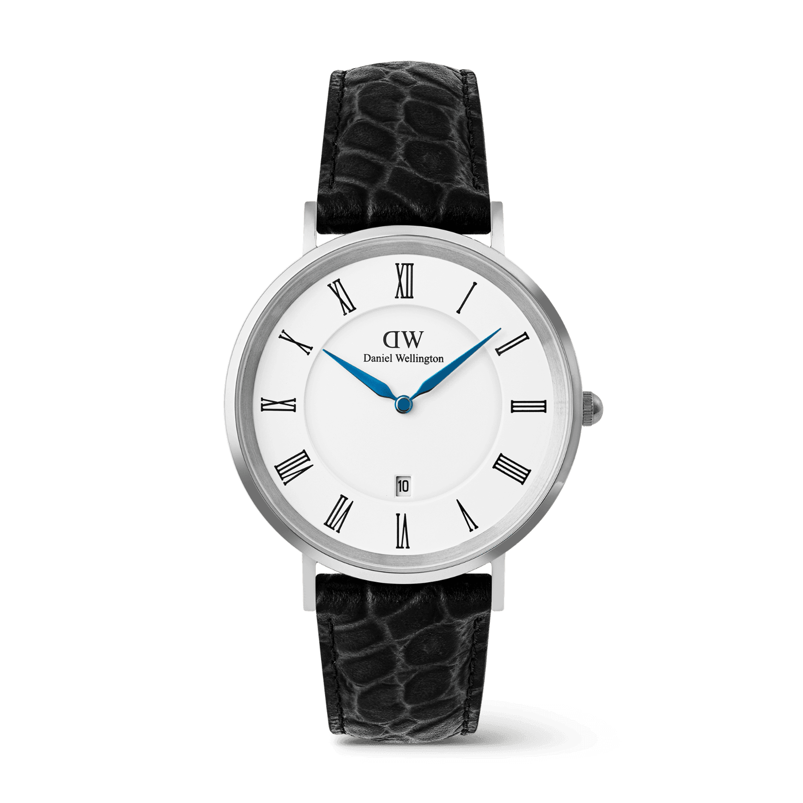DANIEL WELLINGTON Classic Roman Numerals Date Black Croc Belly Silver DW00600914 Erkek KOL SAATİ 1