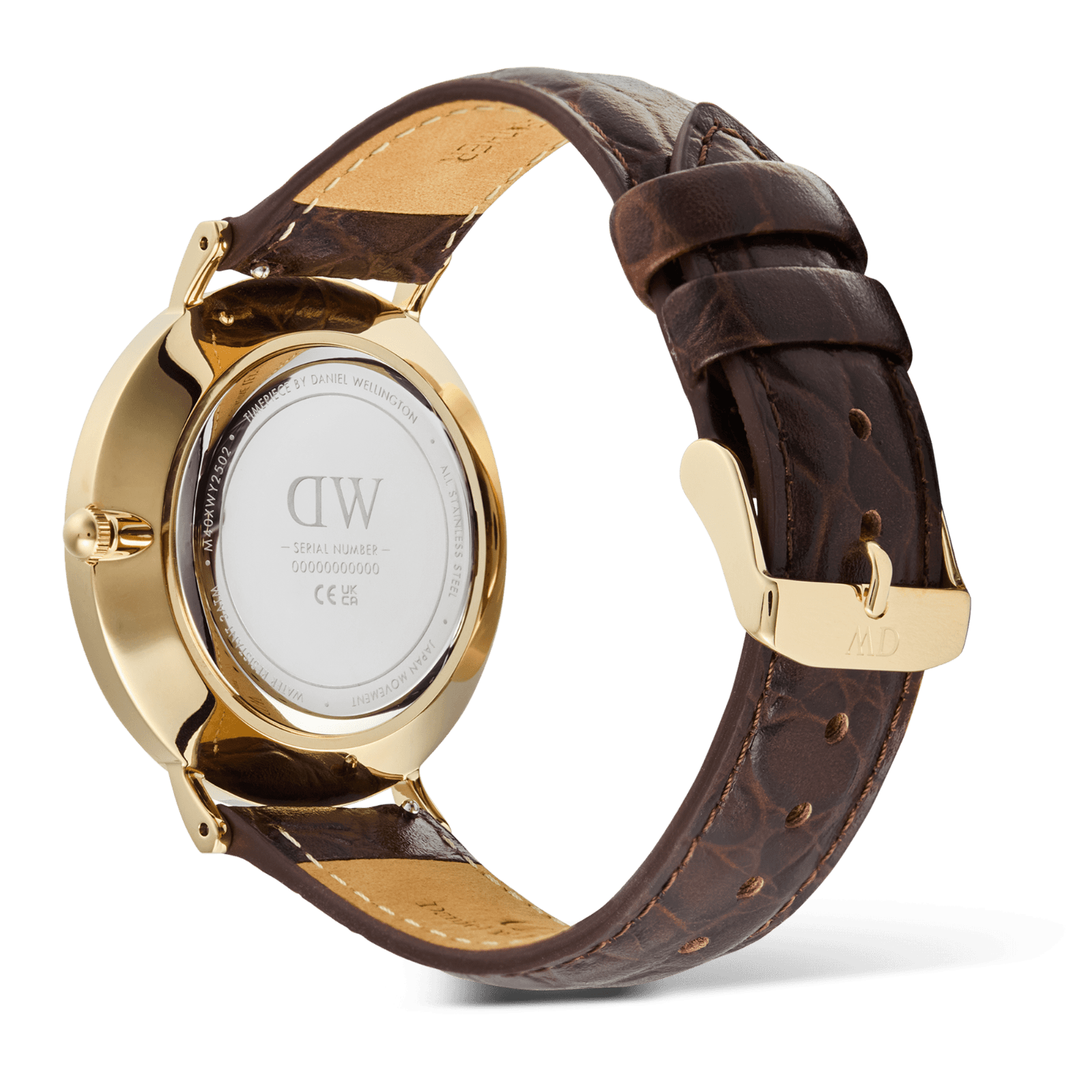 DANIEL WELLINGTON Classic Roman Numerals Date Dark Brown Croc Belly Gold DW00600912 Erkek KOL SAATİ 5