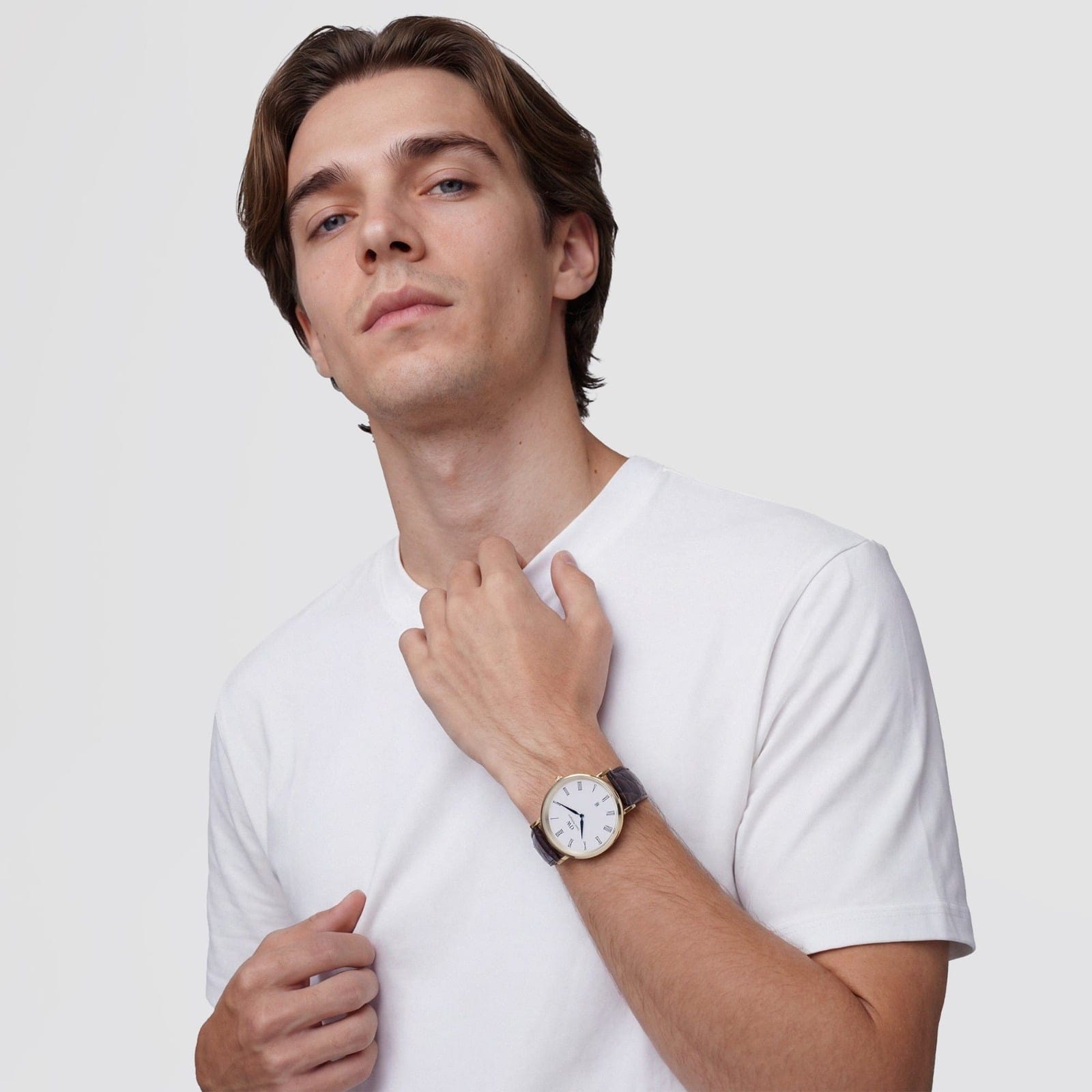 DANIEL WELLINGTON Classic Roman Numerals Date Dark Brown Croc Belly Gold DW00600912 Erkek KOL SAATİ 2